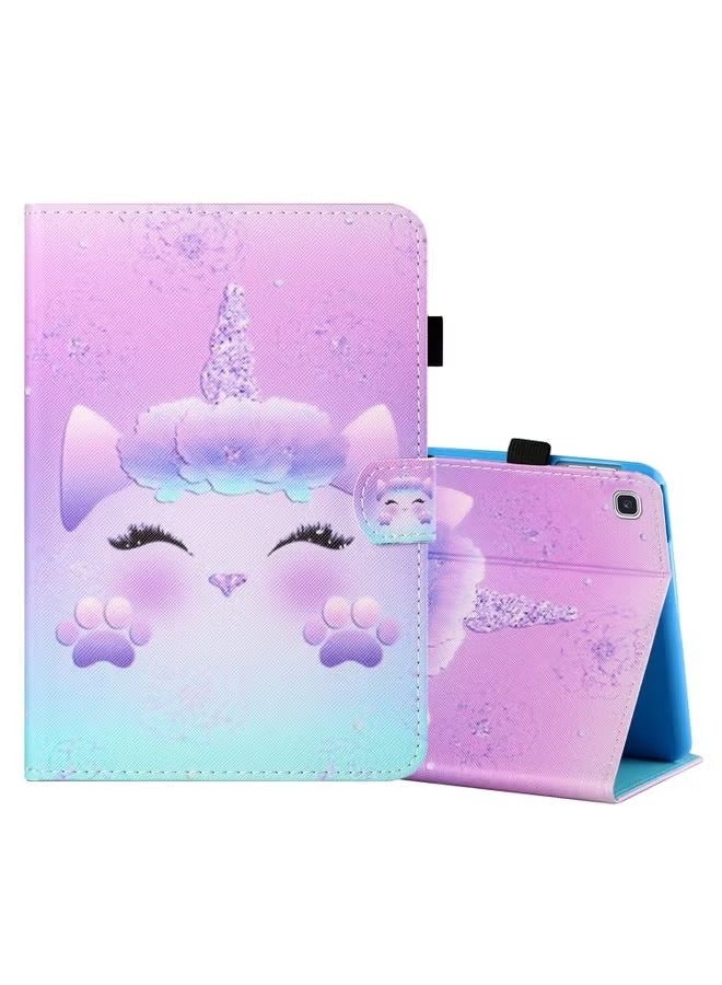 PROMASS Case Cover For Samsung Galaxy Tab A7 Lite 8.7 2021 T220 Coloured Drawing Stitching Horizontal Flip Leather Case with Holder & Card Slot Unicorn