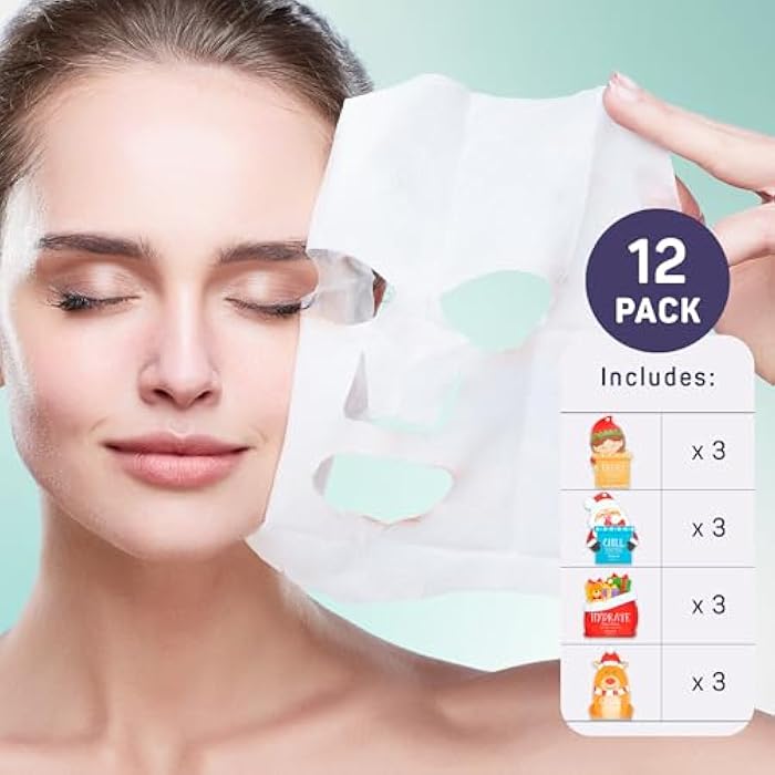 SpaLife Beauty Santa’s Squad 2025 Christmas Face Mask Bundle | Korean Facial Masks | Hydrating, Soothing, Complexion Enhancing and Firming Sheet Mask Set | Christmas Gifts for Women | 12 Pack - Image 5