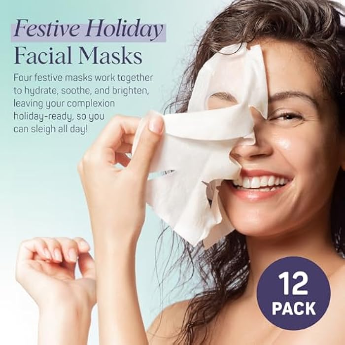 SpaLife Beauty Santa’s Squad 2025 Christmas Face Mask Bundle | Korean Facial Masks | Hydrating, Soothing, Complexion Enhancing and Firming Sheet Mask Set | Christmas Gifts for Women | 12 Pack - Image 2