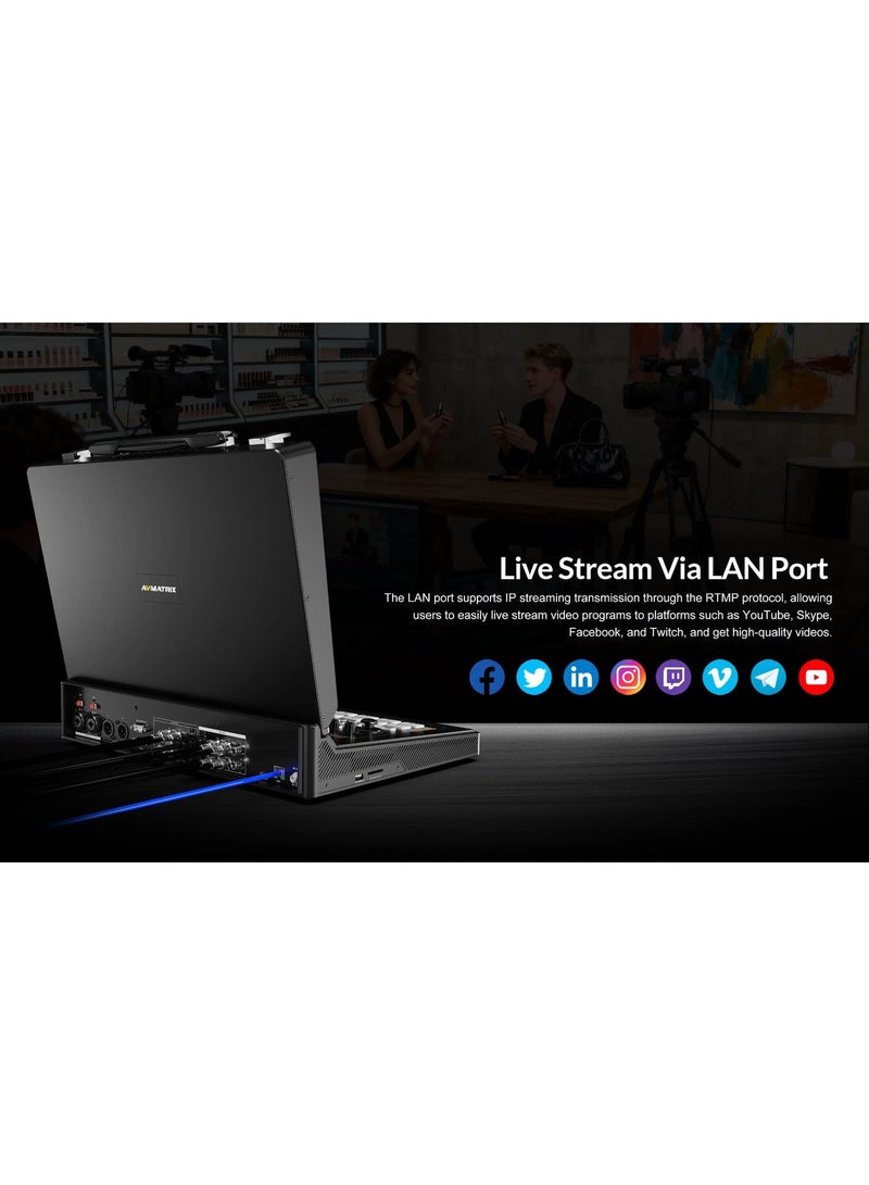 AVMATRIX SHARK S6 PLUS 17.3″ 6CH SDI/ HDMI Portable Video Switcher - Image 3