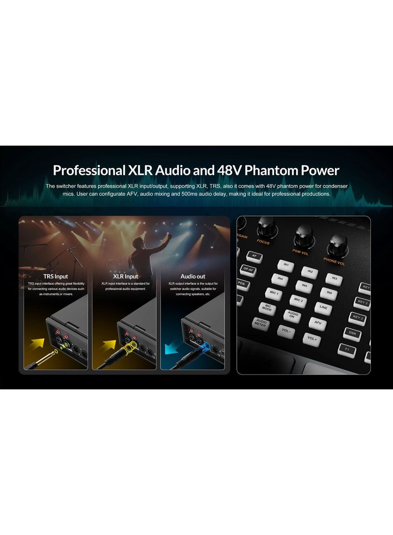 AVMATRIX SHARK S6 PLUS 17.3″ 6CH SDI/ HDMI Portable Video Switcher - Image 4