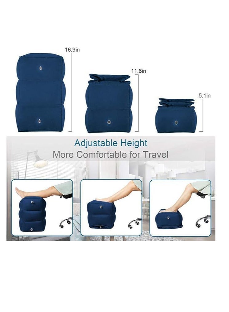 ECVV ECVV Inflatable Travel Foot Rest Pillow Adjustable Three Layers Height Pillow Kids Leg Rest Stool Airplane Travel Essentials Great for Bus Car Train - Image 4