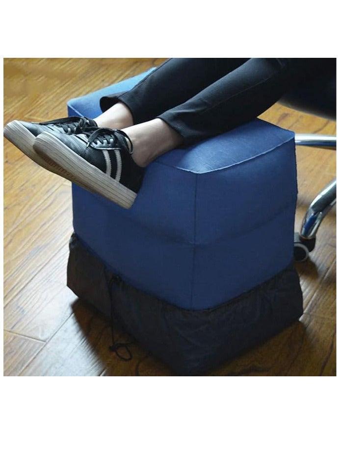 ECVV ECVV Inflatable Travel Foot Rest Pillow Adjustable Three Layers Height Pillow Kids Leg Rest Stool Airplane Travel Essentials Great for Bus Car Train - Image 1