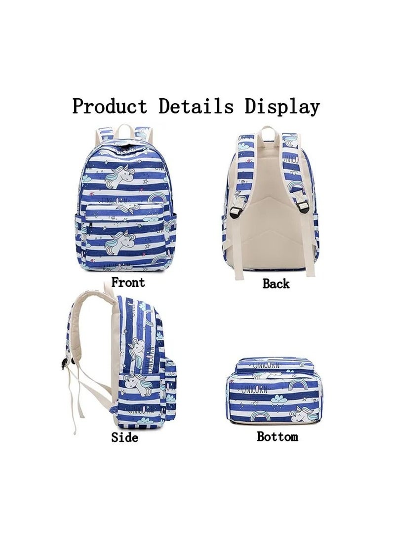 3-Pieces/Set Unicorn Printing School Backpack,Teen Girls Bookbag with Lunch Bag and Pencil Case - Image 2