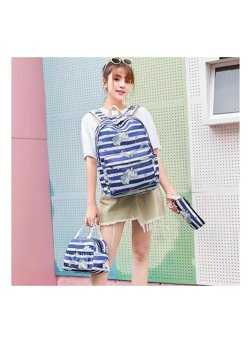 3-Pieces/Set Unicorn Printing School Backpack,Teen Girls Bookbag with Lunch Bag and Pencil Case - Image 3