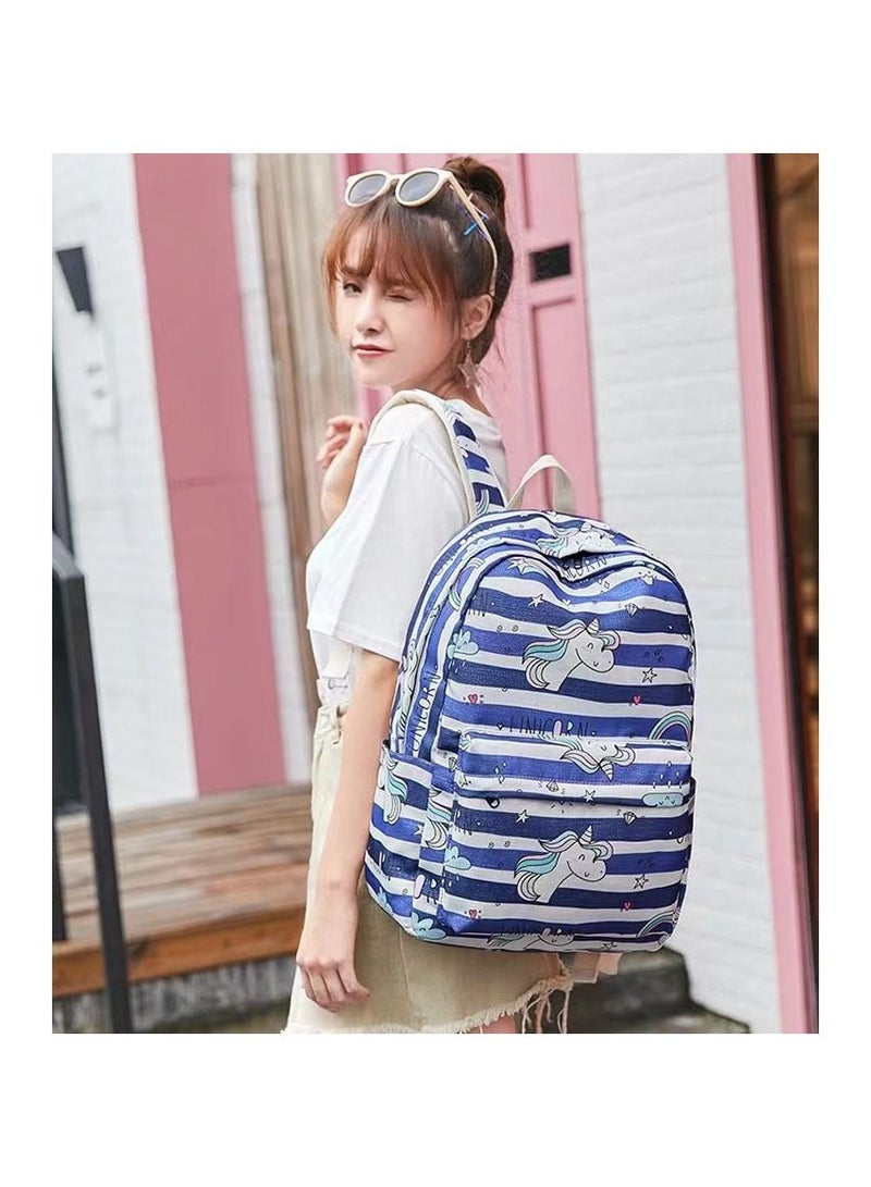3-Pieces/Set Unicorn Printing School Backpack,Teen Girls Bookbag with Lunch Bag and Pencil Case - Image 5