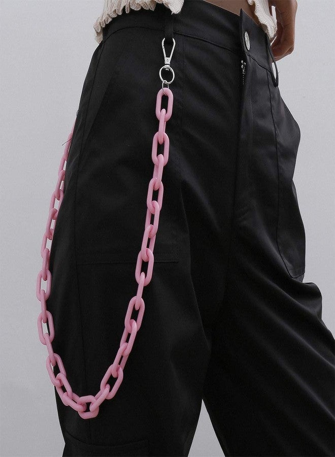 Aimimier Punk Chunky Cuban Link Chian Waist Chain Belt Hiphop Metal Body Chain Trousers Jewelry for Women Teens Men (Pink) - Image 1