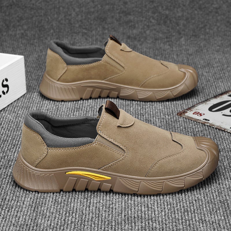 Labor protection shoes mens new one-pedal construction site work not tired feet leisure sports mountaineering work work soft bottom fashionable shoes Black - Image 2