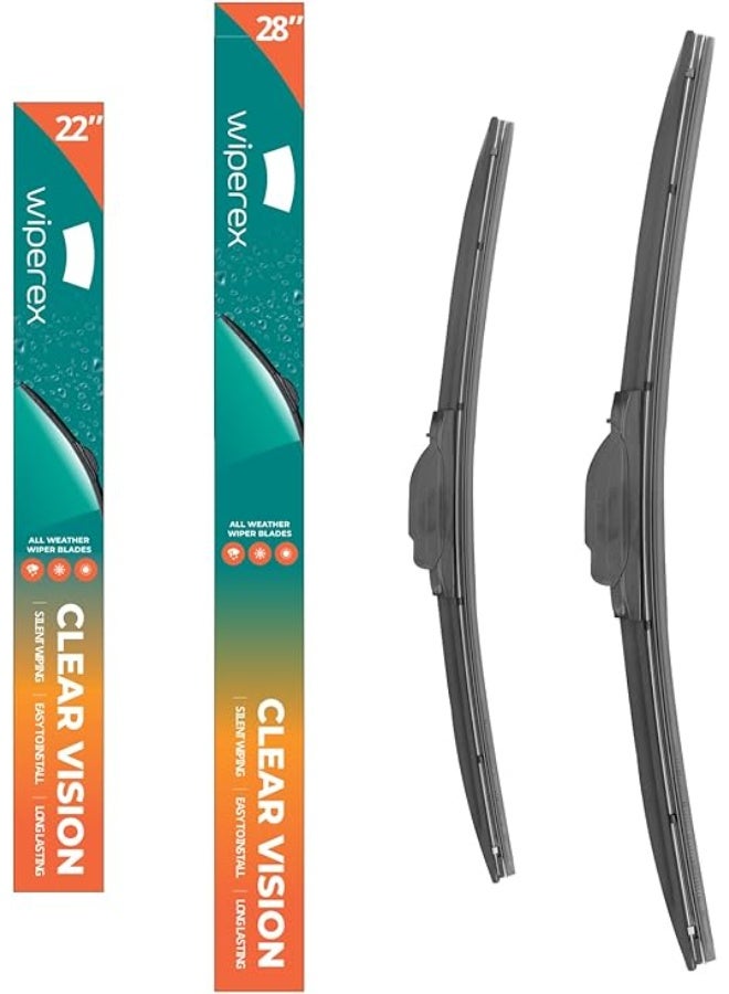 ويبيركس WiperEX 28" + 22" Wiper Blades – Silent, Streak-Free, Anti-Lift, Durable Natural Rubber Pair (Pack of 2) - Image 1