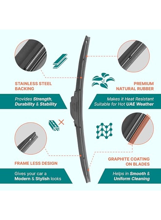 ويبيركس WiperEX 28" + 22" Wiper Blades – Silent, Streak-Free, Anti-Lift, Durable Natural Rubber Pair (Pack of 2) - Image 4