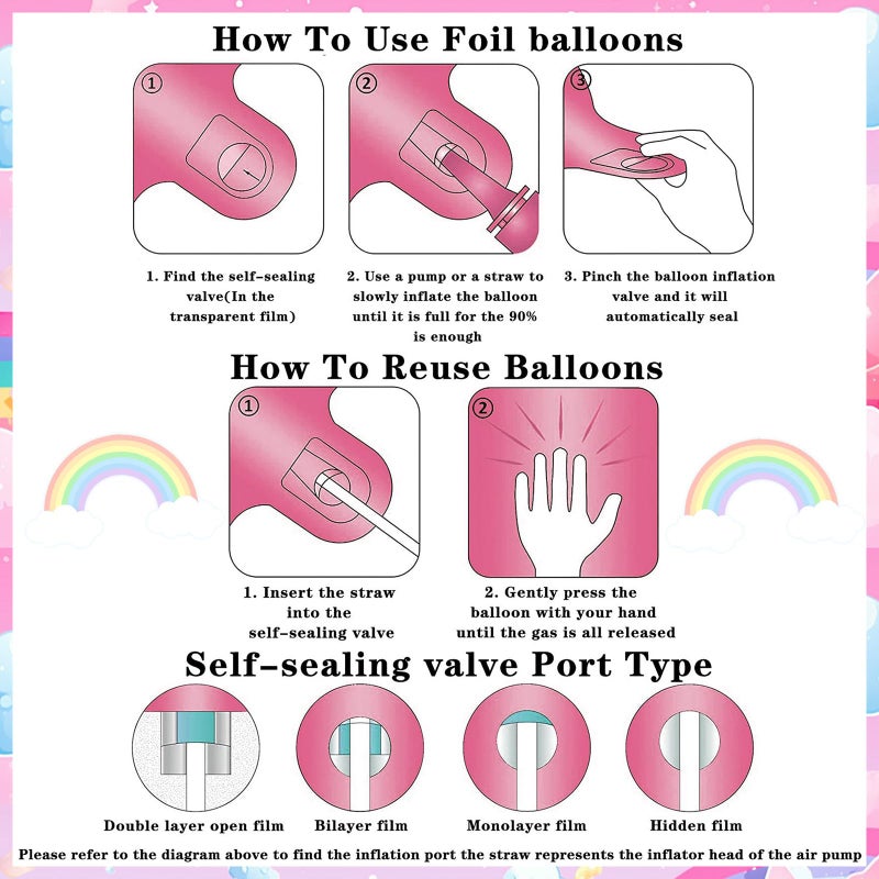 Lcoor Unicorn Birthday Decorations, 40inch Unicorn Number 5 Balloons for Rainbow Unicorn Party Supplies (5) - Image 3