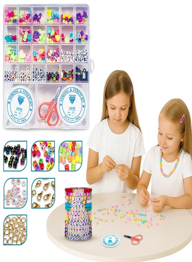 ويش كي مجموعة ويشكي لصنع المجوهرات للأطفال، متعددة الألوان، لصنع الأساور والقلائد وربطات الشعر والخواتم، مجموعة أدوات حرفية للبنات، مقص، خيط، تعليقات، حقيبة تخزين، ألعاب للبنات من 7 إلى 14 سنة، مجموعة خرز - Image 1
