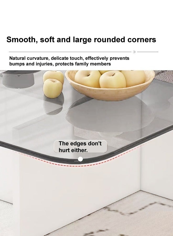 رافين متعددة الوظائف الحديثة الحد الأدنى تصميم الزجاج العلوي دائم الشكل الهندسي إطار خشبي طاولة القهوة طاولة مركزية لغرفة المعيشة غرفة نوم أثاث المكاتب المنزلية 70x70x30 سم - Image 5