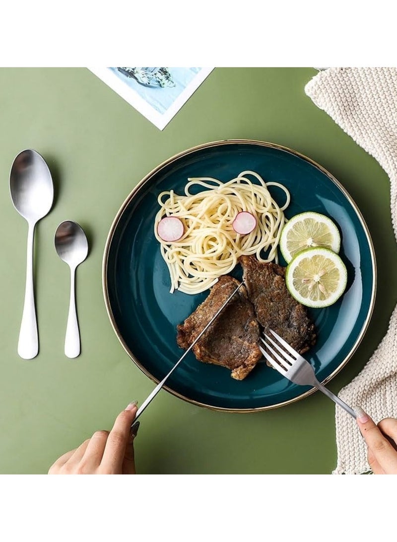 هويتك مجموعة أدوات مائدة فاخرة من الفولاذ المقاوم للصدأ مكونة من 24 قطعة من الملاعق والشوك والسكاكين، باللون الفضي - Image 3