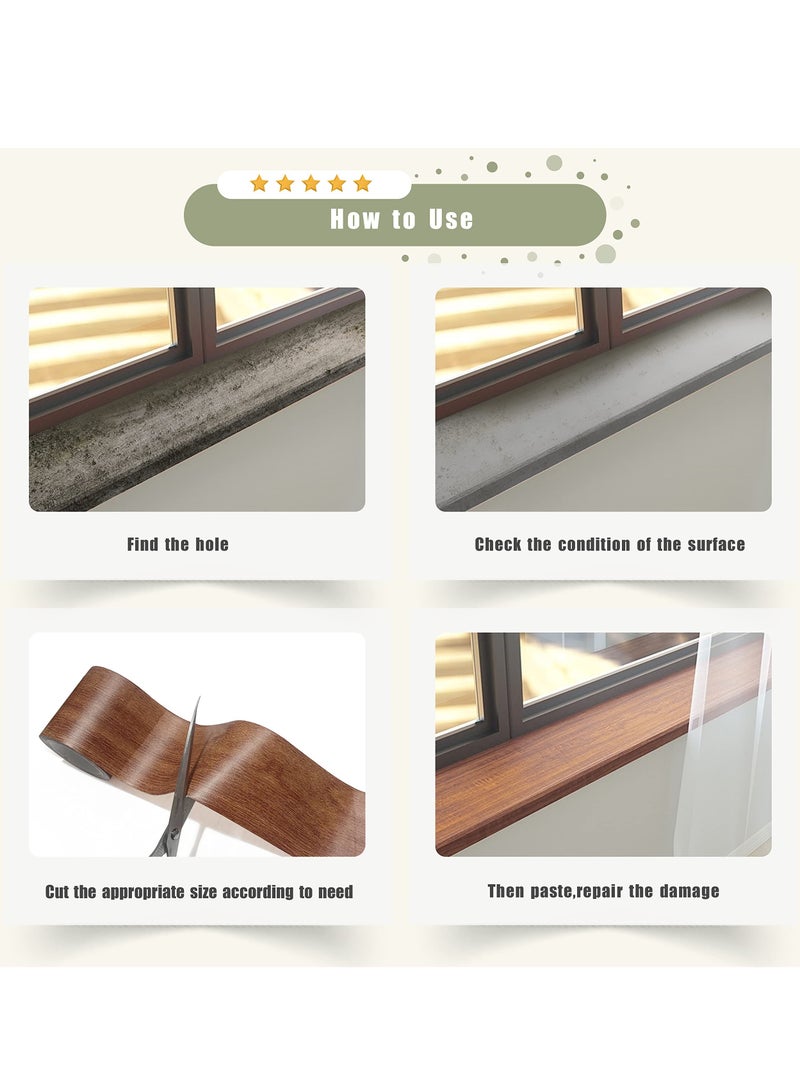 Excefore شريط إصلاح حبيبات الخشب، 2 بكرة، رقعة إصلاح حبيبات الخشب ذاتية اللصق للطاولات، شريط أرضيات أبواب الأثاث متعدد الاستخدامات مقاوم للماء للمطبخ، ديكور غرفة المعيشة (بلوط طبيعي) - Image 4