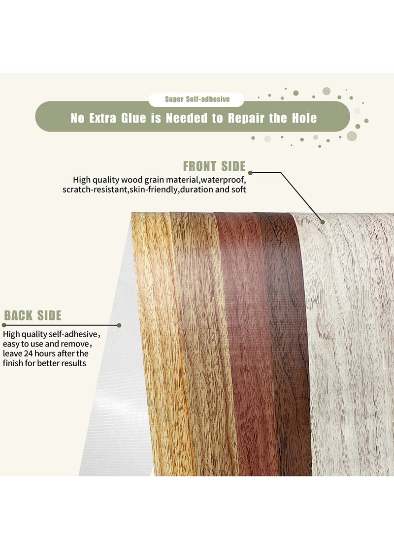 Excefore شريط إصلاح حبيبات الخشب، 2 بكرة، رقعة إصلاح حبيبات الخشب ذاتية اللصق للطاولات، شريط أرضيات أبواب الأثاث متعدد الاستخدامات مقاوم للماء للمطبخ، ديكور غرفة المعيشة (بلوط طبيعي) - Image 3