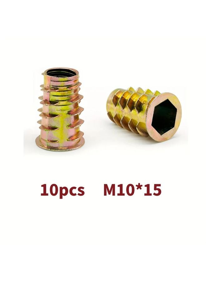 10pcs M10x15 Zinc Alloy Knife Threaded Inserts For Soft Wood Furniture Fastener - Image 1