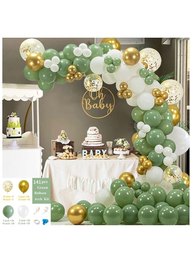 MIXDE 141-Piece Party Balloons Set Green Baby Birthday Wedding Party - Image 1