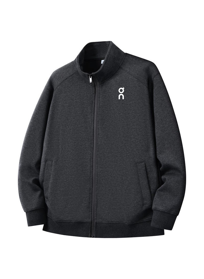 On Running Unisex Stand Collar Full-Zip Jacket, Dark Grey - Image 3