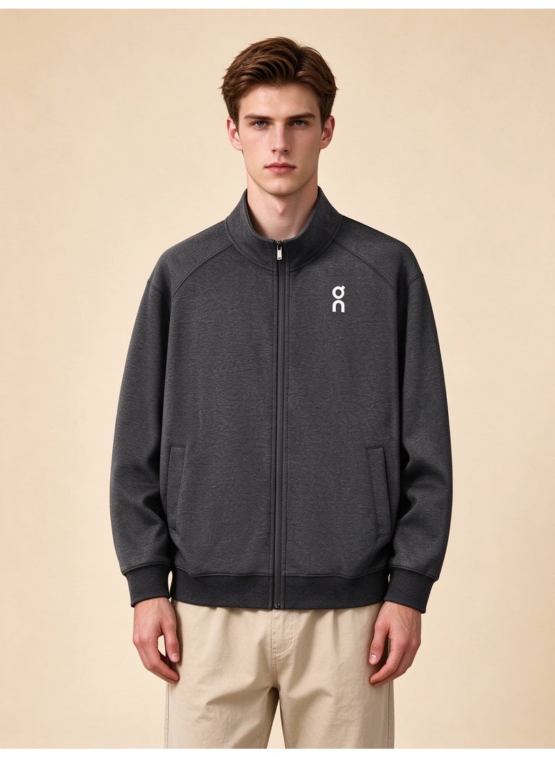 On Running Unisex Stand Collar Full-Zip Jacket, Dark Grey - Image 1