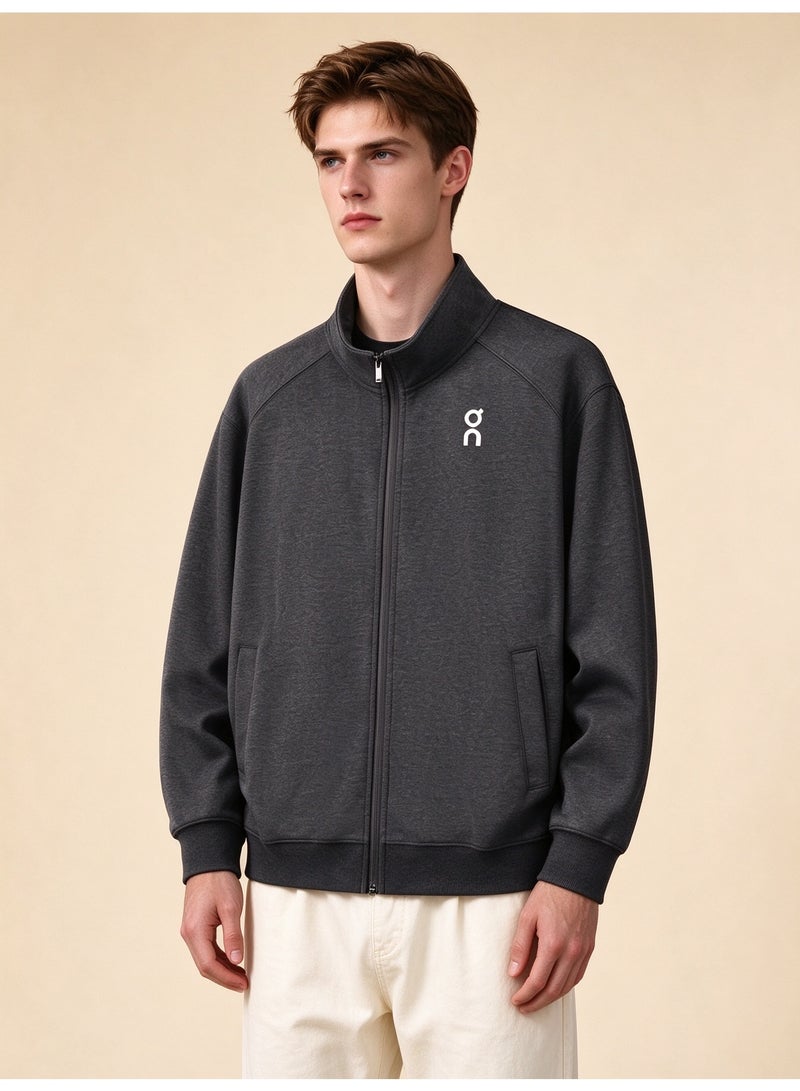 On Running Unisex Stand Collar Full-Zip Jacket, Dark Grey - Image 4