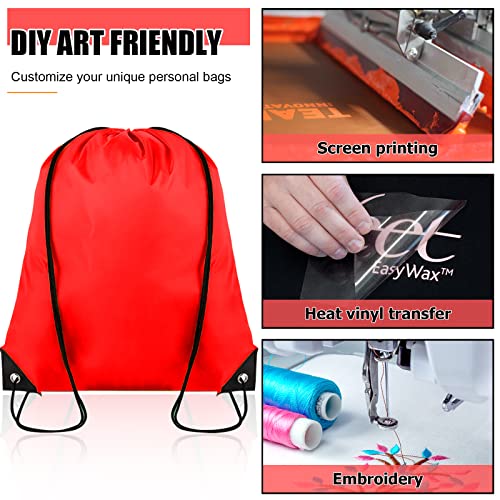Grneric Drawstring Backpack Bulk 100Pcs Cinch Bag, Polyester Drawstring Bags for Gym Beach Sports Short Trip Party (Red) - Image 5