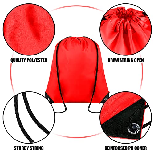 Grneric Drawstring Backpack Bulk 100Pcs Cinch Bag, Polyester Drawstring Bags for Gym Beach Sports Short Trip Party (Red) - Image 2