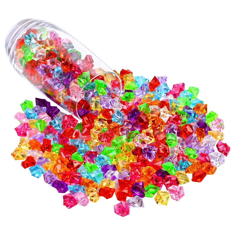TeeLiy 180-190pcs Premium Multicolored Fake Crushed Ice Rock Plastic Gems Jewels Acrylic Ice Rock Crystals Treasure Fake Diamonds Plastic Ice Cubes for Kids Toy Decoration Wedding Display Vase Fillers Crafts - Image 5