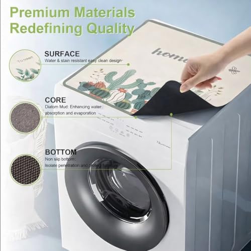 Home-Cloud Homecloud Non-Slip Washing Machine Mat – Durable Waterproof Protective Cover for Washer & Dryer, Dust-Resistant Mat Ideal for Laundry Room & Kitchen Appliances | 60x60 cm (Green) - Image 4