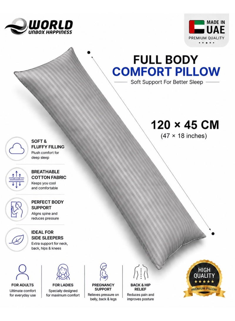 Eworld Premium Full Body Pillow for Adults, Ultra-Smooth Polyester Fiber, Breathable & Ideal for Side Sleepers, with Ultra-Soft Cotton Cover, Available in Multiple Colors, 120x45 cm - Image 1