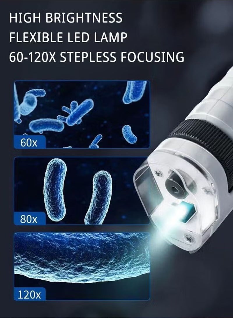 EzzySo Kids Microscope, Led Lighted Pocket Microscope, Mini Portable Adjustable Handheld Microscope, Lightweight And Durable Laboratory Microscope For Students, (1pc, White)  - Image 2