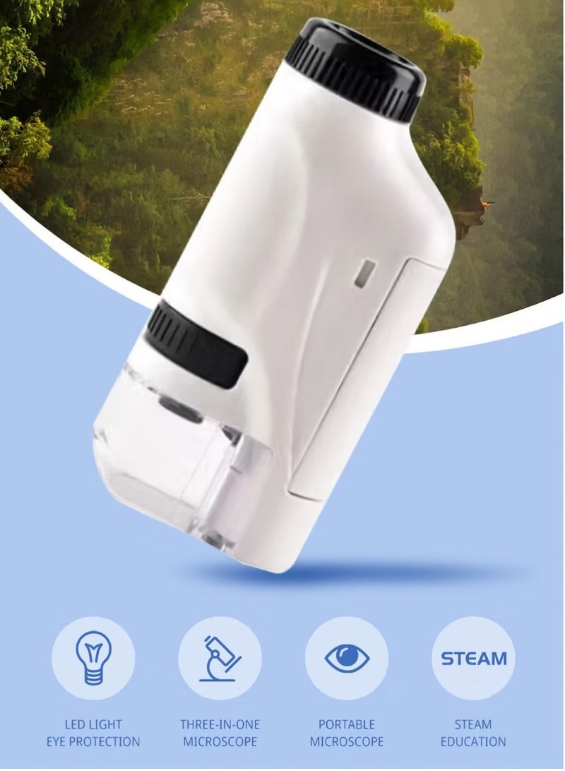 EzzySo Kids Microscope, Led Lighted Pocket Microscope, Mini Portable Adjustable Handheld Microscope, Lightweight And Durable Laboratory Microscope For Students, (1pc, White)  - Image 4