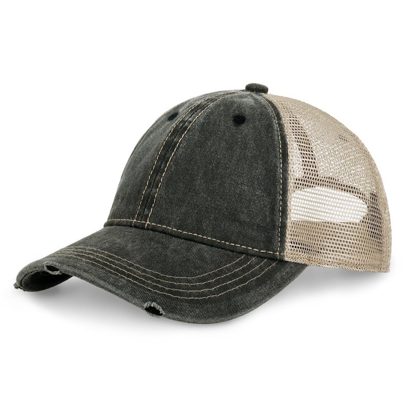 CHOK.LIDS Everyday Premium Washed Trucker Hat Unstructured Distressed Pigment Dyed Cap Adjustable Outdoor Headwear (Charcoal) - Image 1