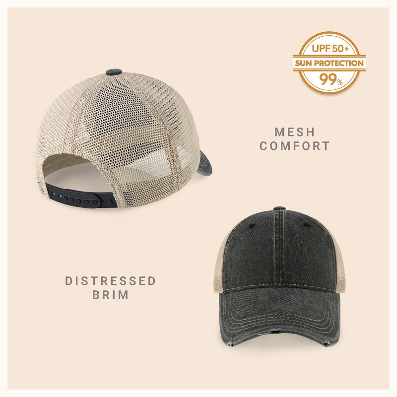 CHOK.LIDS Everyday Premium Washed Trucker Hat Unstructured Distressed Pigment Dyed Cap Adjustable Outdoor Headwear (Charcoal) - Image 2