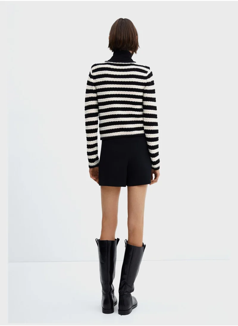 MANGO Button Detail Striped Cardigan