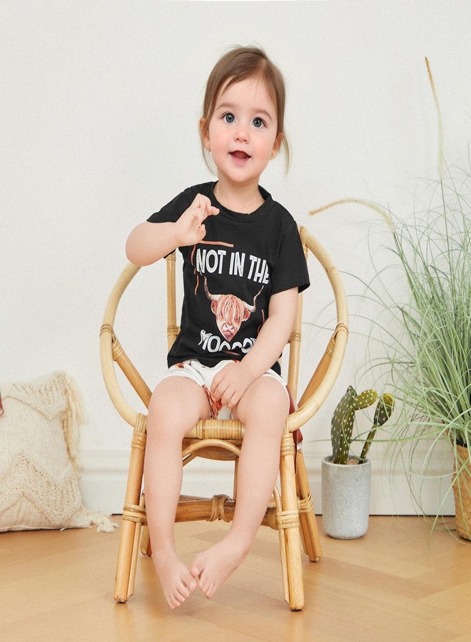 Fernvia Western Toddler Baby Girl Clothes Letter Short Sleeve T-Shirt Top + Tassel Shorts Outfits + Headband 3Pcs Set (Black, 12-18 Months) - Image 3