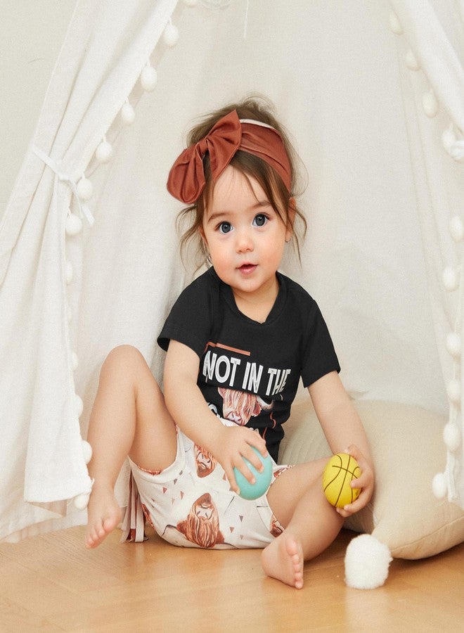 Fernvia Western Toddler Baby Girl Clothes Letter Short Sleeve T-Shirt Top + Tassel Shorts Outfits + Headband 3Pcs Set (Black, 12-18 Months) - Image 4