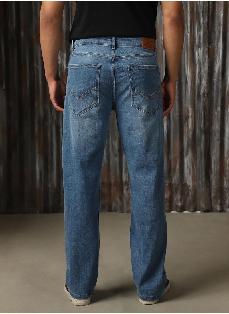 HIGH STAR Men's Indigo 100% Cotton Distressed Jeans  - Image 3