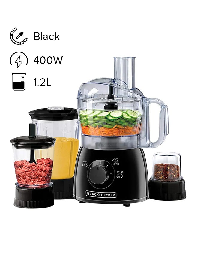 BLACK+DECKER 5-In-1 Food Processor With 33 Functions 1.2 L 400 W KR43-B5 Black - Image 1