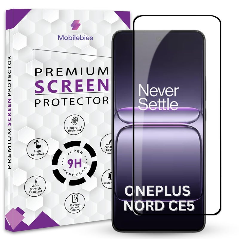 Mobilebies Premium Tempered Glass Screen Protector Guard For Oneplus Nord CE5 5G (6.77 Inch, Pack of 1) | Edge to Edge Coverage With Easy to installation kit - Image 1