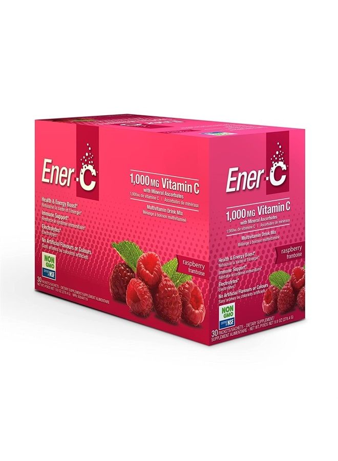 Ener-C مشروب توت العليق المتعدد الفيتامينات، 1000 ملغ فيتامين ج، غير معدّل وراثيًا، نباتي، مساحيق عصير فواكه حقيقية، دعم المناعة الطبيعي، إلكتروليتات، خالي من الغلوتين، 30 حبة (عبوة من 1) - Image 1