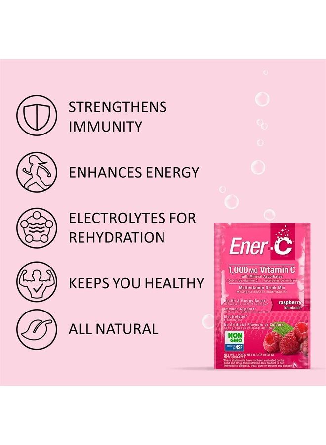 Ener-C مشروب توت العليق المتعدد الفيتامينات، 1000 ملغ فيتامين ج، غير معدّل وراثيًا، نباتي، مساحيق عصير فواكه حقيقية، دعم المناعة الطبيعي، إلكتروليتات، خالي من الغلوتين، 30 حبة (عبوة من 1) - Image 4