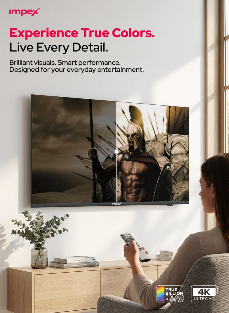 Impex 50 Inch Full HD QLED Smart TV – (1920x1080) Screen Resolution, Quad-Core, Frameless Television, TV Casting, 3 HDMI, 2 USB, RJ45, 176° Viewing Angle, Smart Energy Saving, A+ Zero Bright Dot, Television With 2 Year Warranty - Gloria50Q Black Gloria50Q Black - Image 2