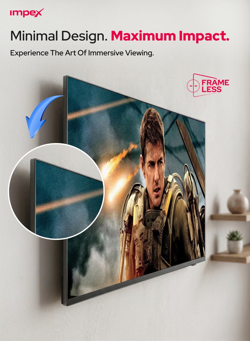 Impex 50 Inch Full HD QLED Smart TV – (1920x1080) Screen Resolution, Quad-Core, Frameless Television, TV Casting, 3 HDMI, 2 USB, RJ45, 176° Viewing Angle, Smart Energy Saving, A+ Zero Bright Dot, Television With 2 Year Warranty - Gloria50Q Black Gloria50Q Black - Image 3