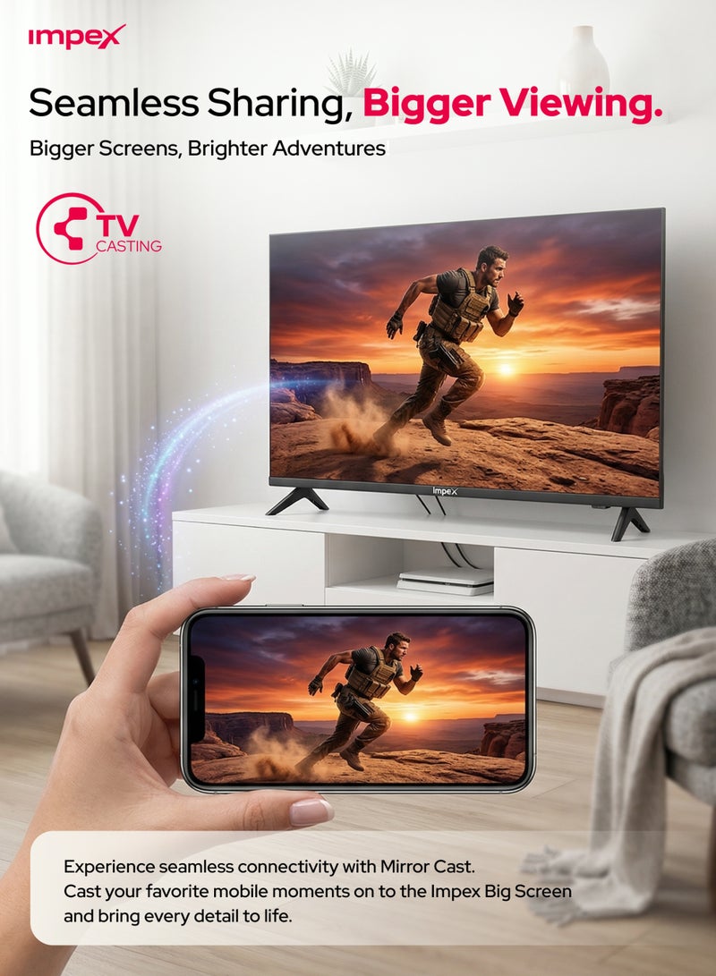 Impex 50 Inch Full HD QLED Smart TV – (1920x1080) Screen Resolution, Quad-Core, Frameless Television, TV Casting, 3 HDMI, 2 USB, RJ45, 176° Viewing Angle, Smart Energy Saving, A+ Zero Bright Dot, Television With 2 Year Warranty - Gloria50Q Black Gloria50Q Black - Image 4