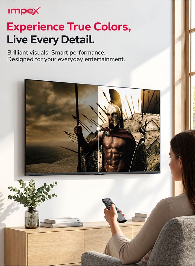 Impex 50 Inch Full HD QLED Smart TV – (1920x1080) Screen Resolution, Quad-Core, Frameless Television, TV Casting, HDMI ARC, USB, RJ45, 176° Viewing Angle, Smart Energy Saving, A+ Zero Bright Dot, Television With 2 Year Warranty Gloria50Q Black - Image 3