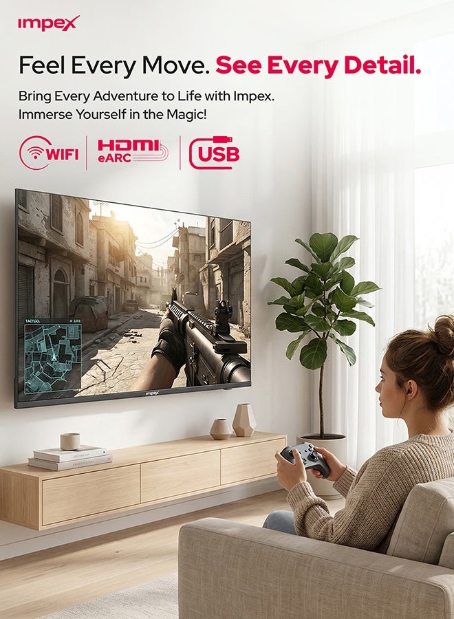 Impex 50 Inch Full HD QLED Smart TV – (1920x1080) Screen Resolution, Quad-Core, Frameless Television, TV Casting, HDMI ARC, USB, RJ45, 176° Viewing Angle, Smart Energy Saving, A+ Zero Bright Dot, Television With 2 Year Warranty Gloria50Q Black - Image 5