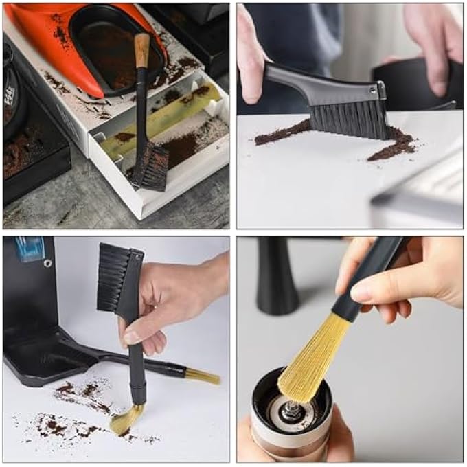 rayihni Black Coffee Grinder Brush  Dual Head Coffee Machine Cleaning Brush For Espresso Grinder Barista Tools Home  Coffee Shop Us - Image 5
