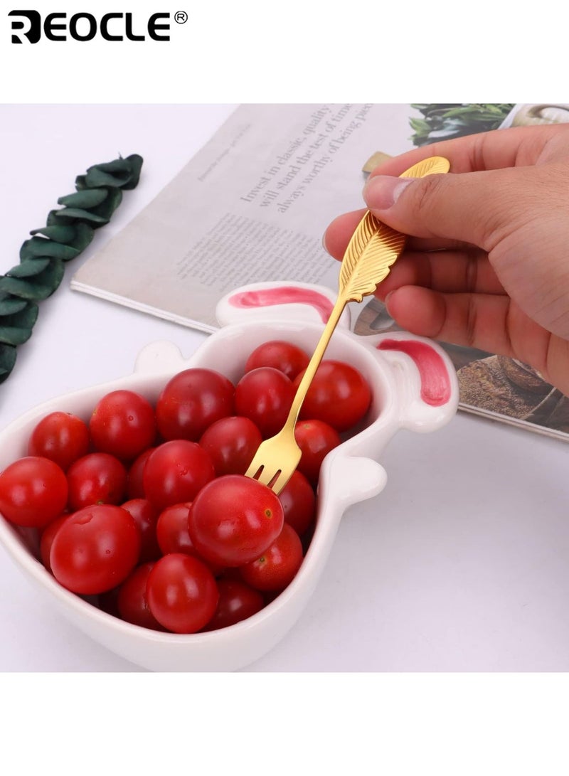 REOCLE 10PCS Stainless Steel Mini Demitasse Espresso Coffee Spoons and Forks Set with Durable Rust - Resistant Material & Smooth Polished Surface & Compact Size for Fruit Cake Cheese Desserts Stirring Daily Use Home Kitchen Cafe for Men Women - Image 4