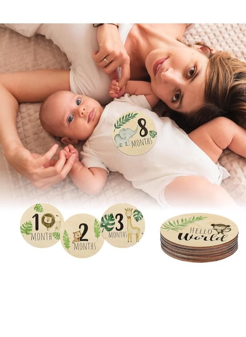 Gonice Milestone Cards, Milestone Discs, Double-Sided Carved Welcome Sign, 7 Pieces - Image 2